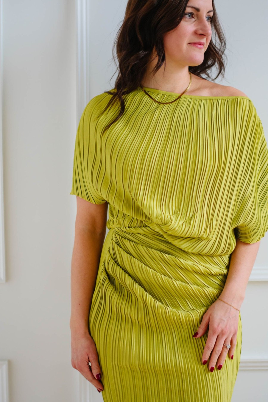 Dresses madaboutstyle | One Shoulder Pleated Midi - Kiwi