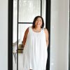 Curve madaboutstyle | White Linen Shift Dress | S-3Xl