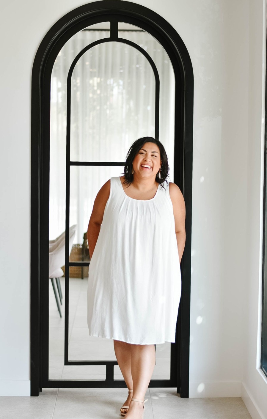 Curve madaboutstyle | White Linen Shift Dress | S-3Xl