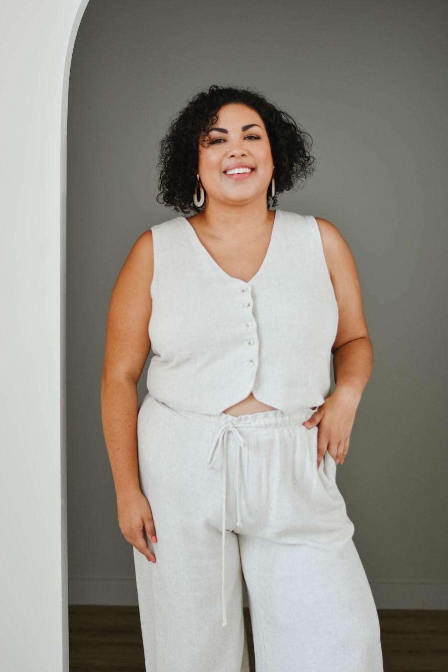 Curve madaboutstyle | Linen Vest | 1Xl-3Xl