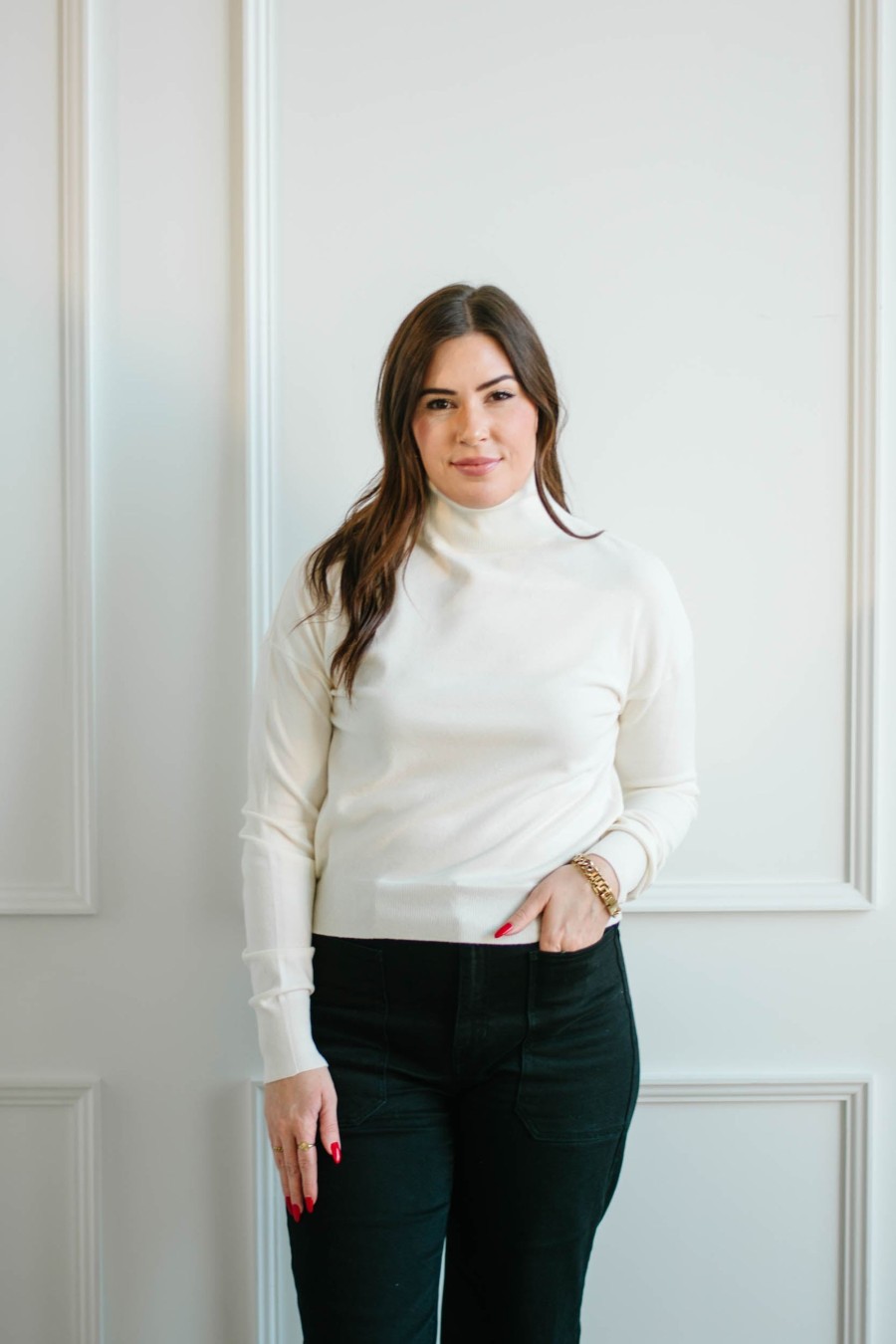 Tops madaboutstyle | Relaxed Cream Turtleneck