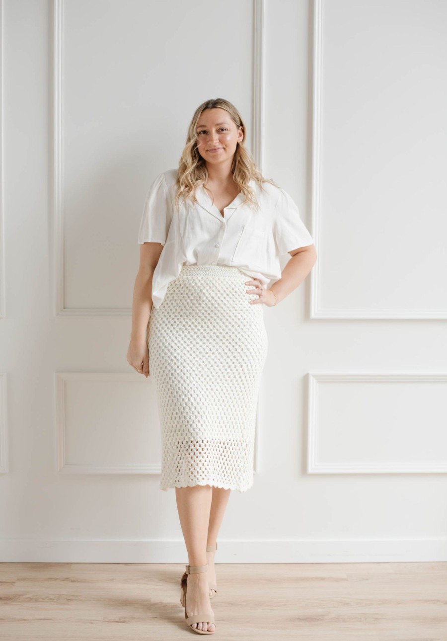 Bottoms madaboutstyle | Mainland Crochet Skirt - Cream