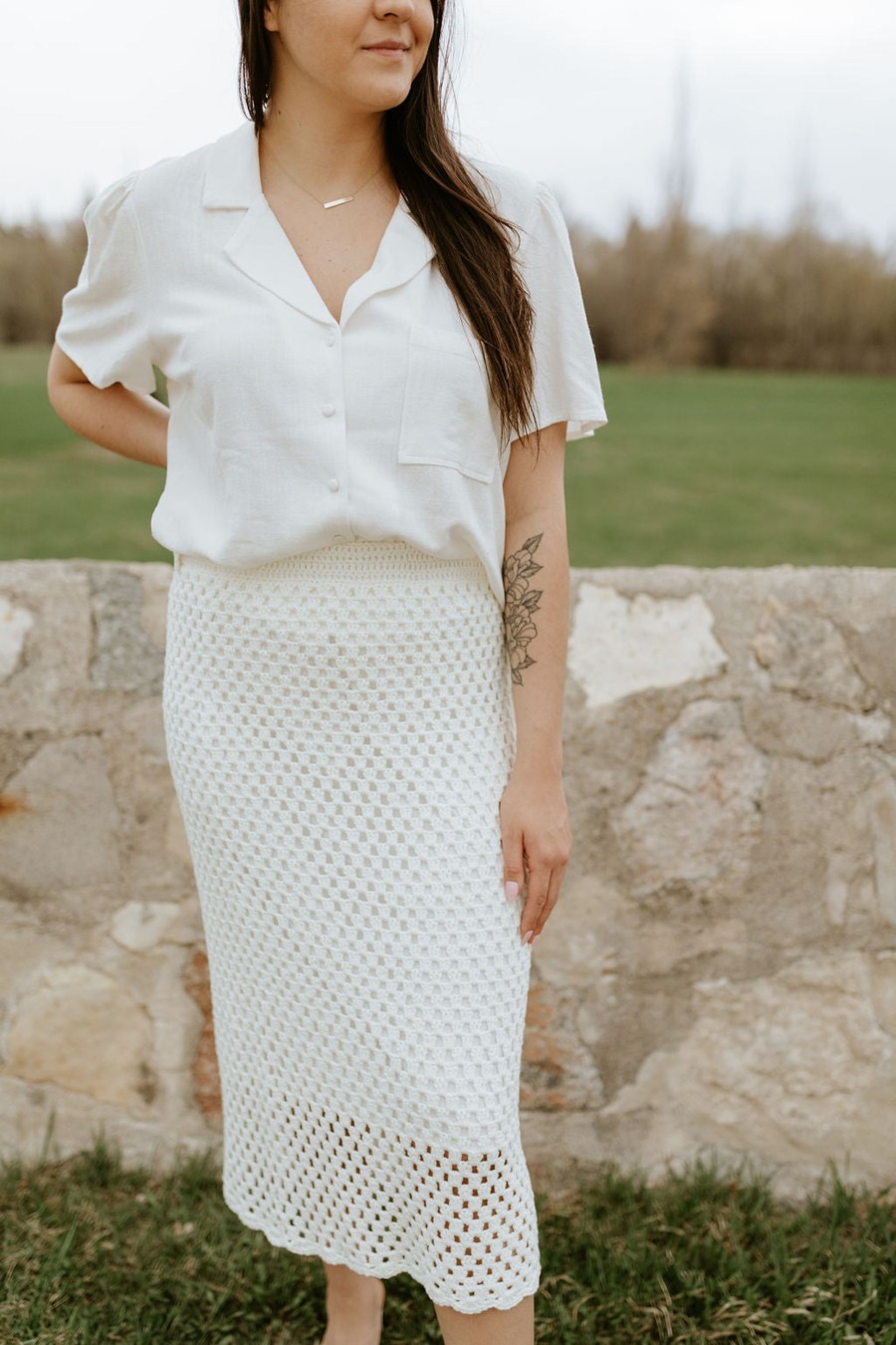 Bottoms madaboutstyle | Mainland Crochet Skirt - Cream