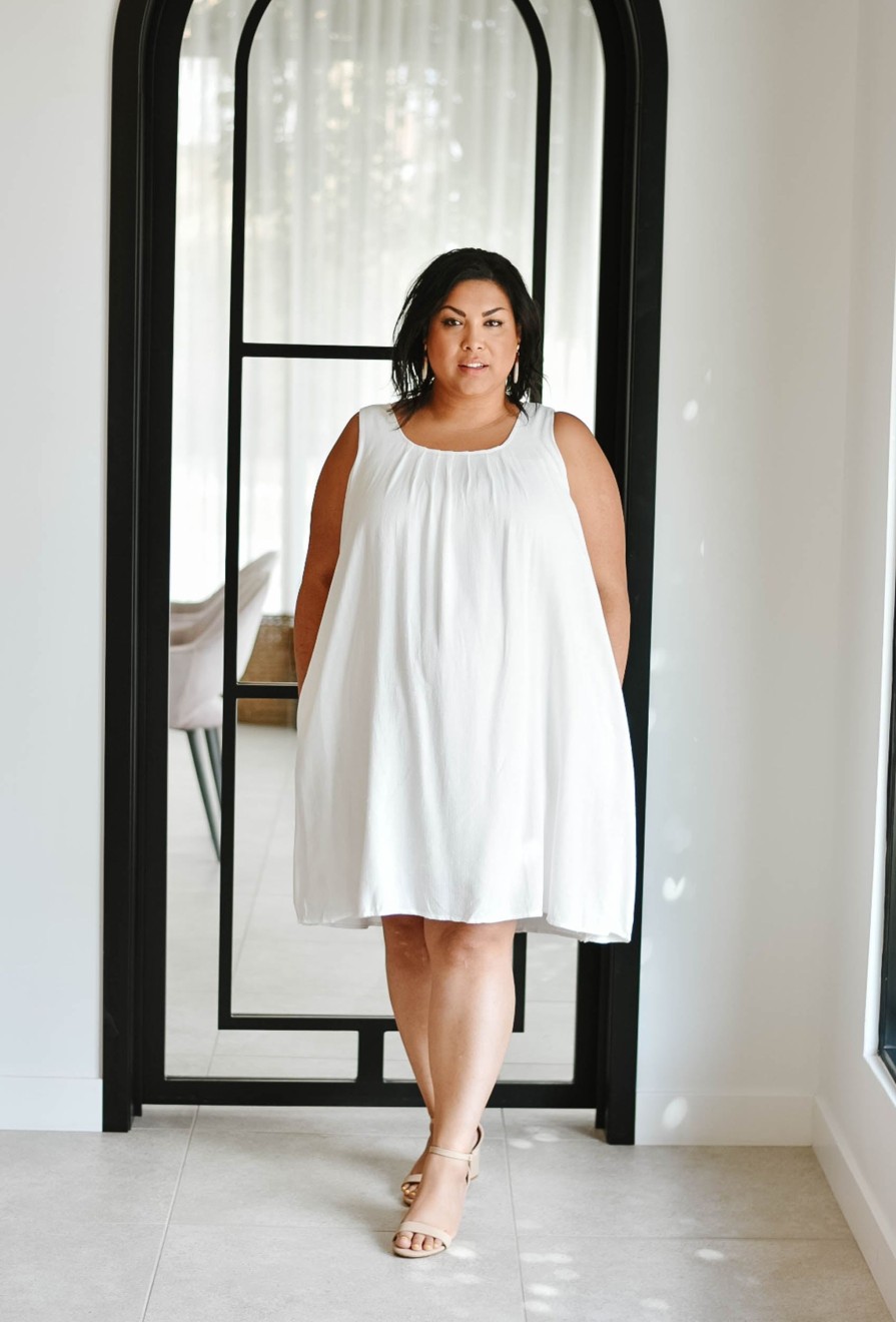 Dresses madaboutstyle | White Linen Shift Dress | S-3Xl