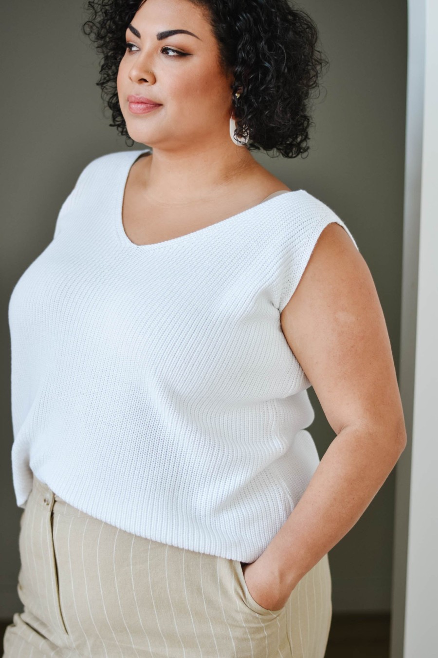 Tops madaboutstyle | Ivory Sweater Tank | 1Xl-3Xl