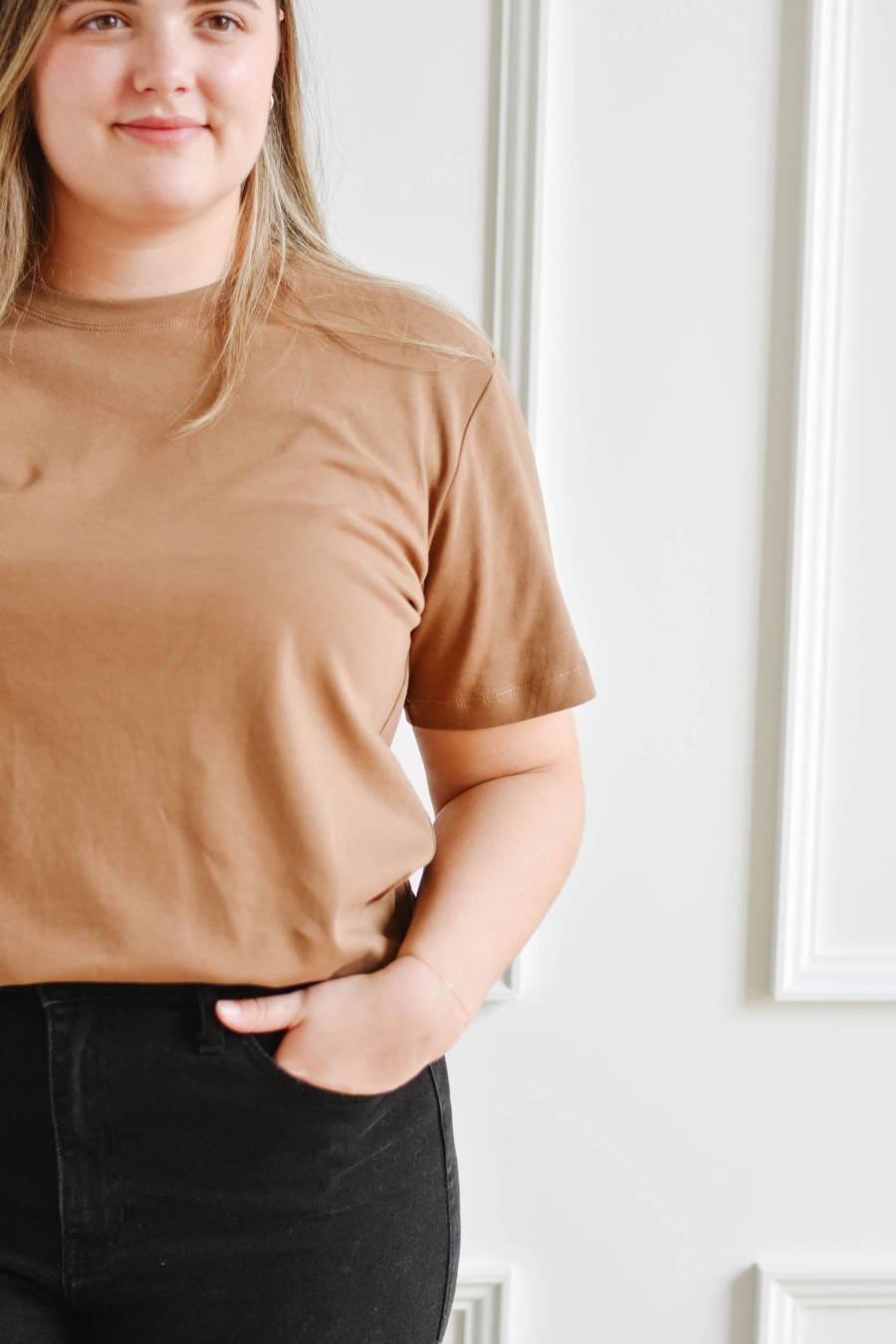 Tops madaboutstyle | Elevated Boxy Tee - Camel