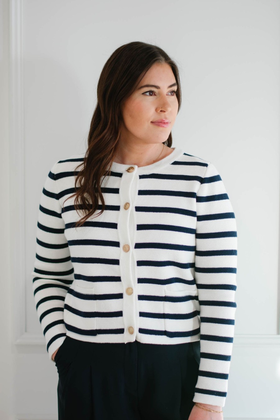 Tops madaboutstyle | Striped Sailor Cardigan