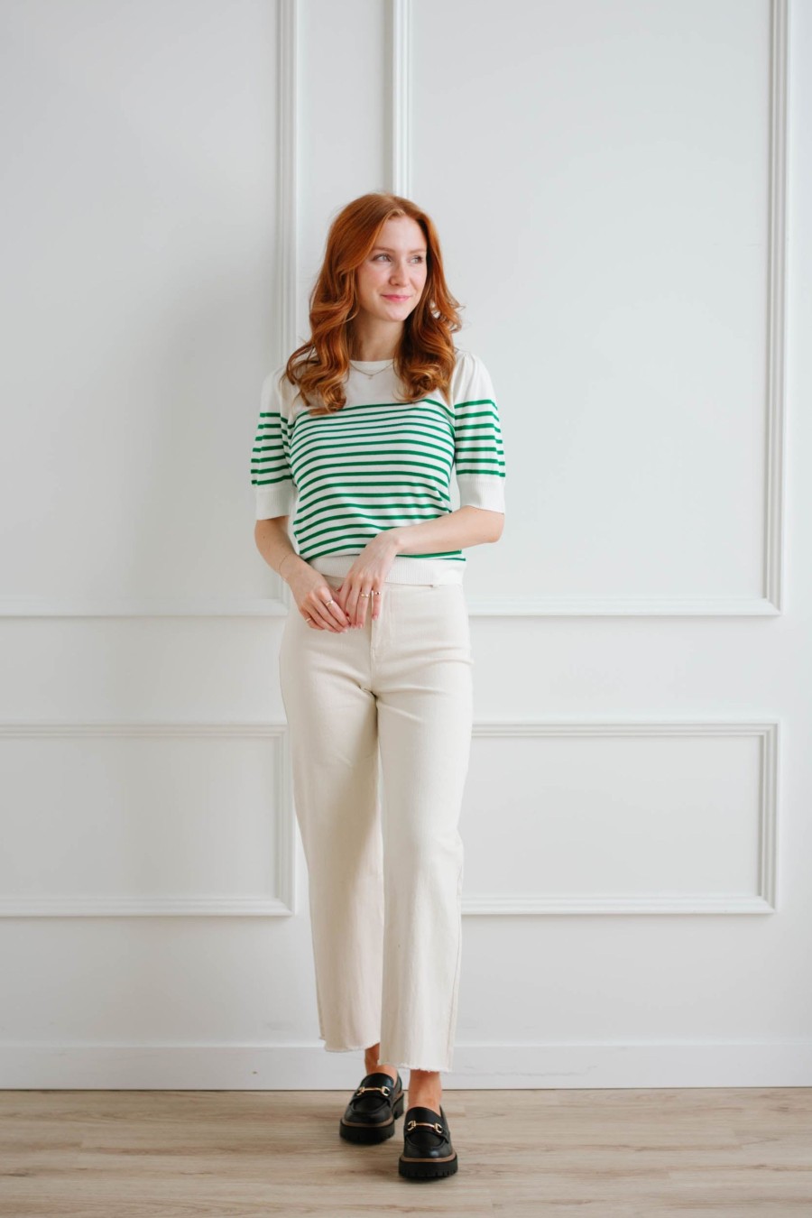 Tops madaboutstyle | Striped Kelly Green Knit