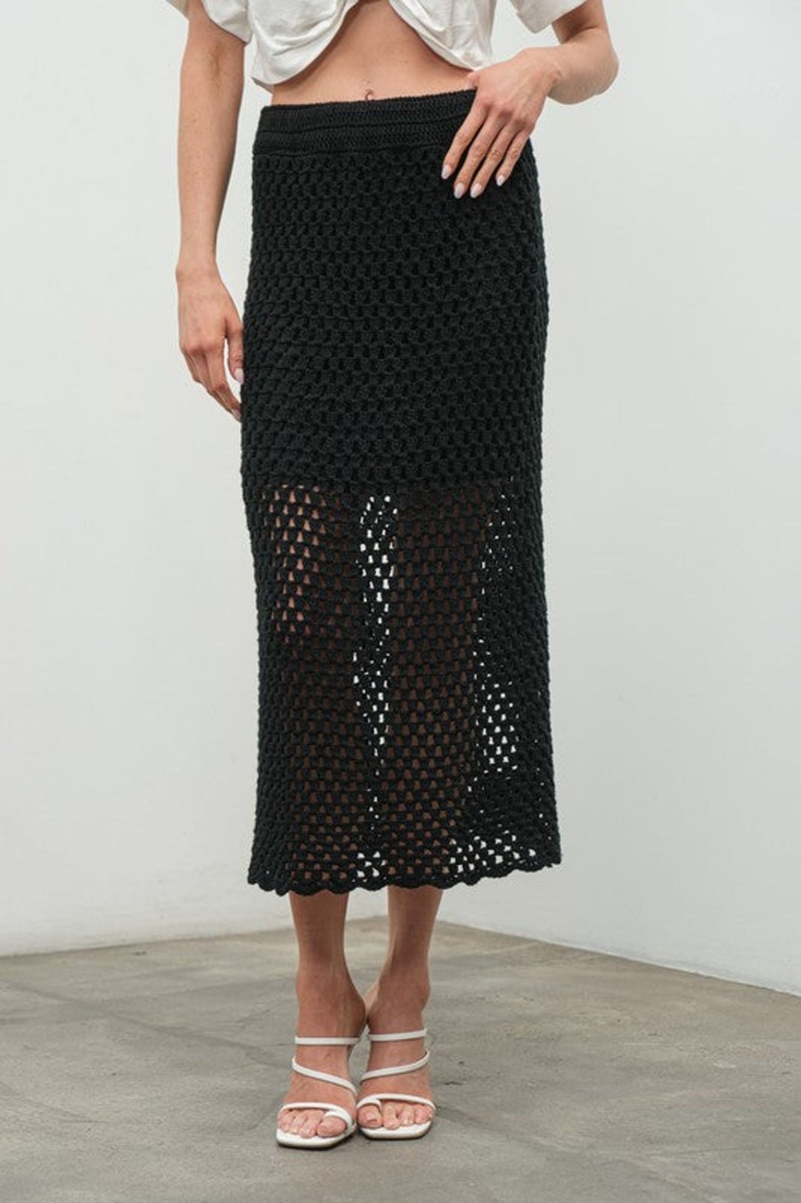 Bottoms madaboutstyle | Mainland Crochet Skirt - Black