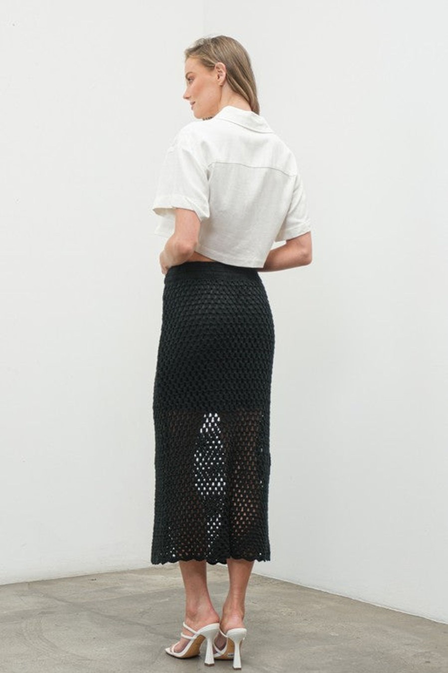 Bottoms madaboutstyle | Mainland Crochet Skirt - Black