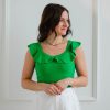 Tops madaboutstyle | Ruffle Knit Tank - Jade