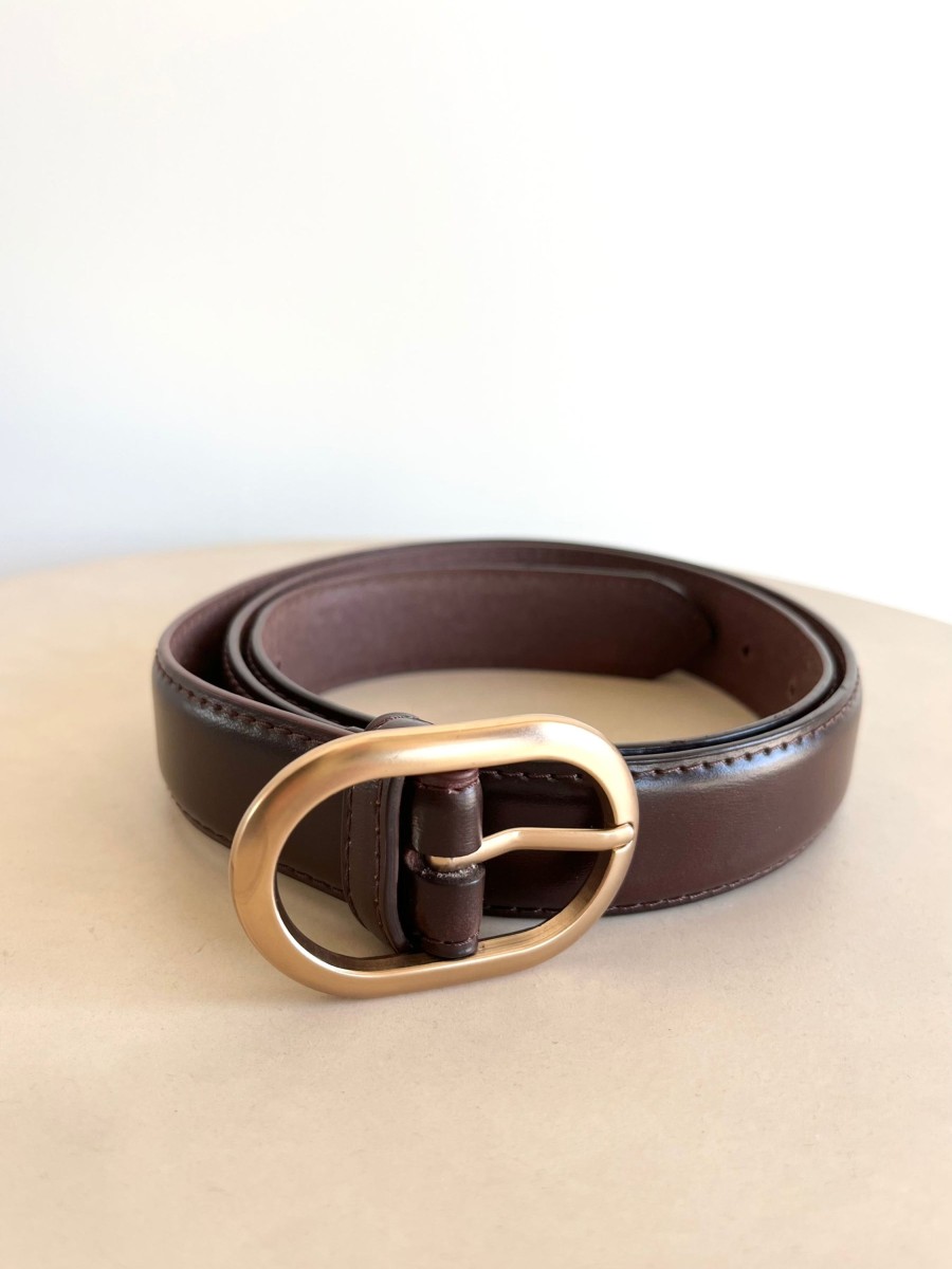 Accessories madaboutstyle | Oval Buckle Belt | Mahogany