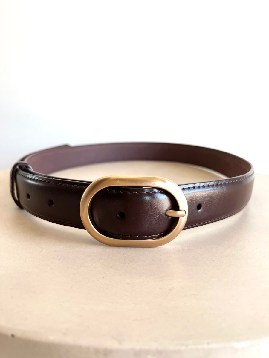 Accessories madaboutstyle | Oval Buckle Belt | Mahogany