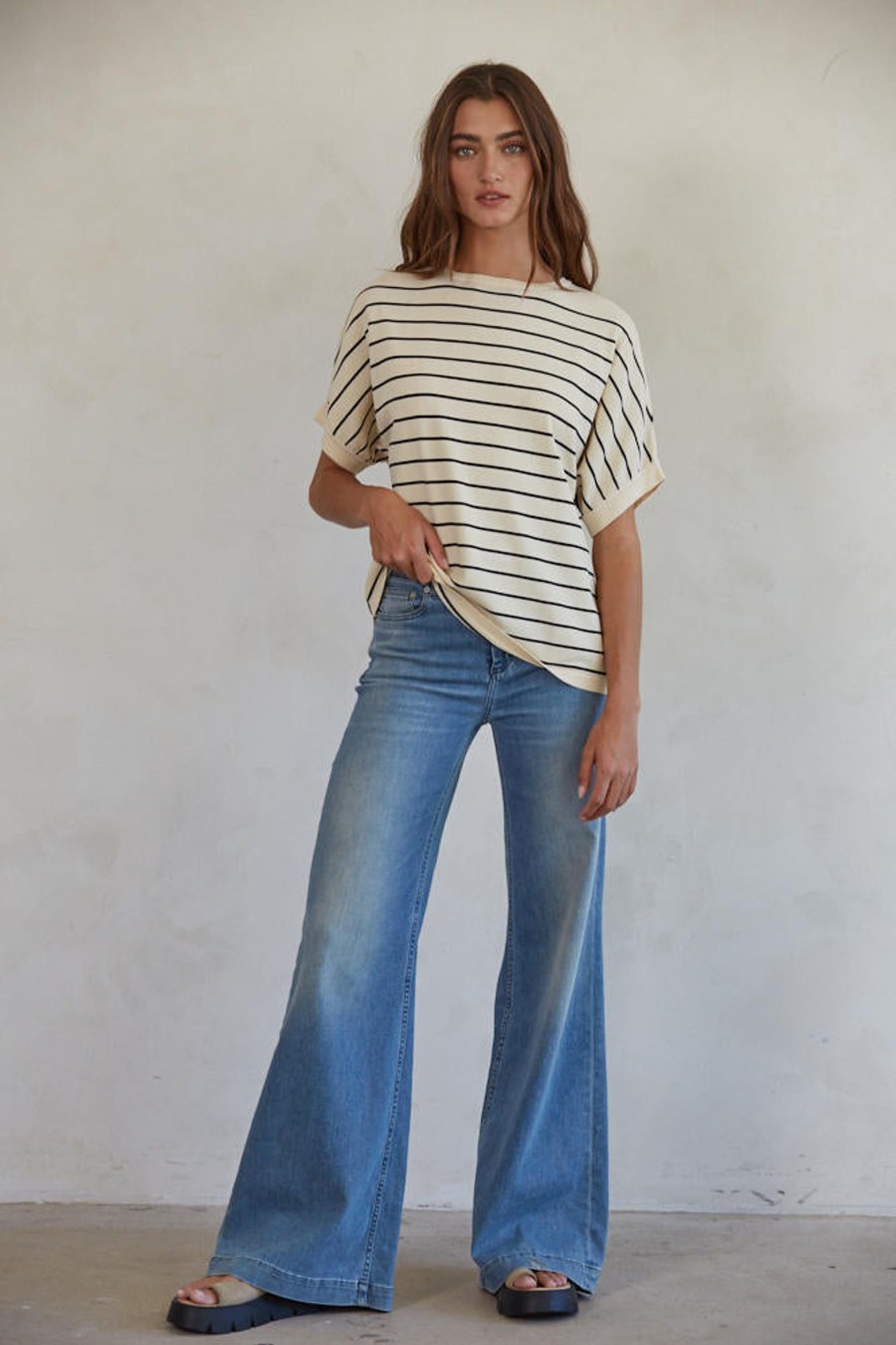 Tops madaboutstyle | France Striped Knit Tee