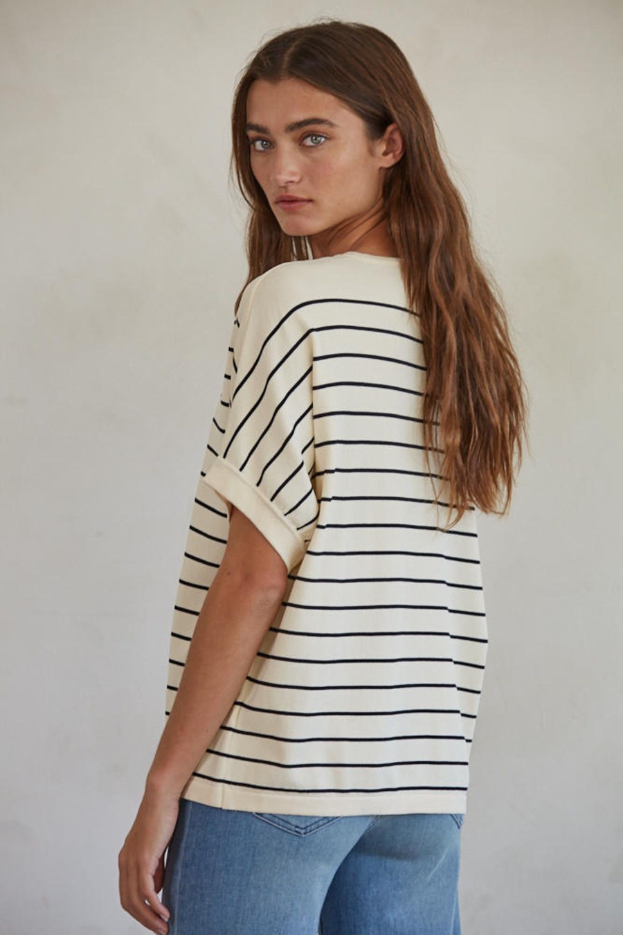 Tops madaboutstyle | France Striped Knit Tee