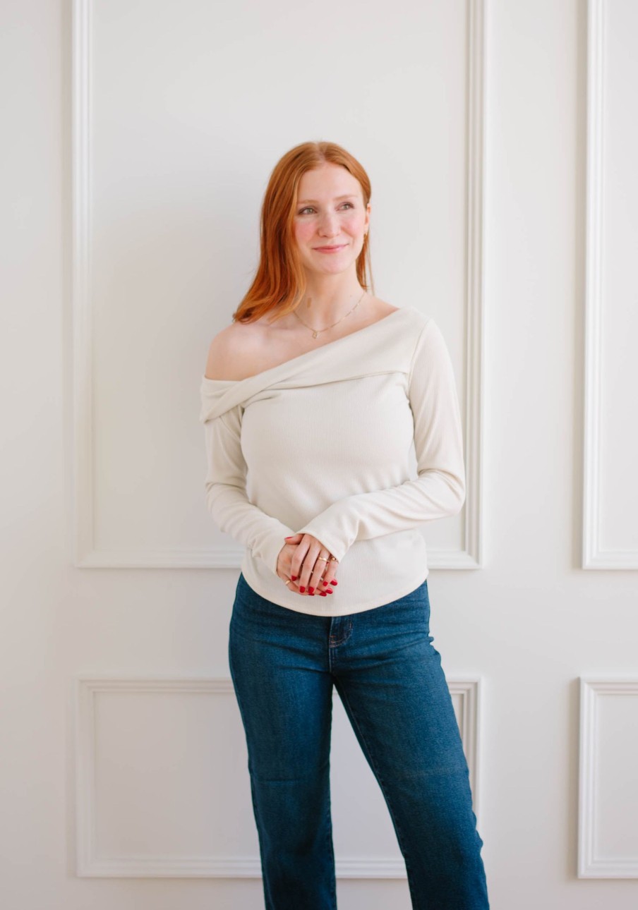 Tops madaboutstyle | Aveline Ribbed Top - Cream