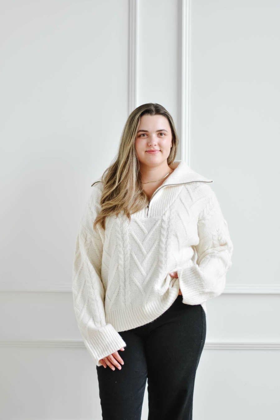 Tops madaboutstyle | Mary Ann Ivory Half Zip