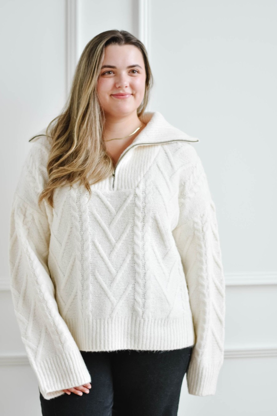 Tops madaboutstyle | Mary Ann Ivory Half Zip