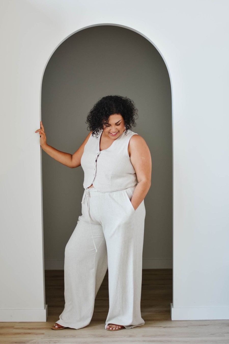 Curve madaboutstyle | Linen Wide Leg Trouser | 1Xl-3Xl