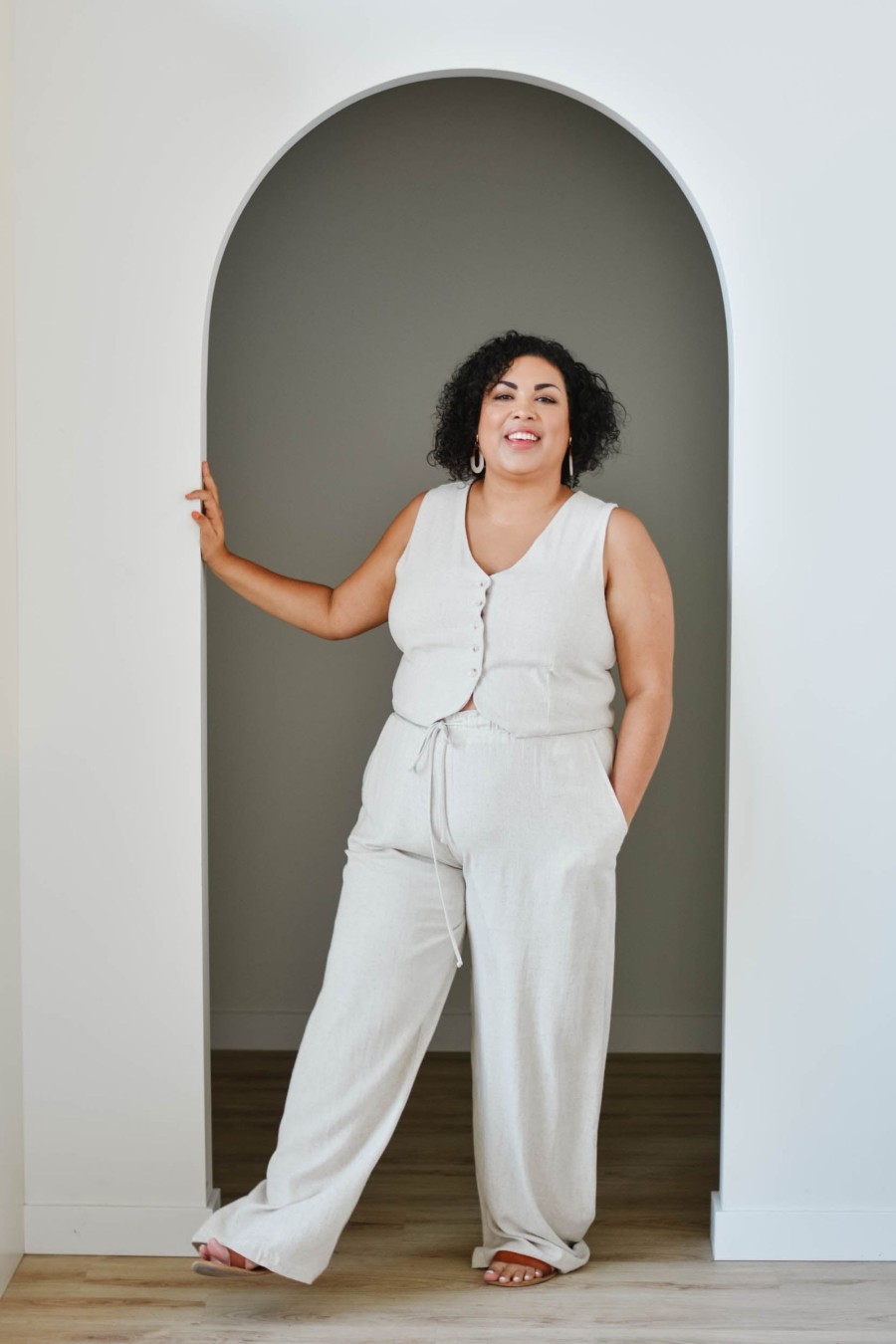 Curve madaboutstyle | Linen Wide Leg Trouser | 1Xl-3Xl