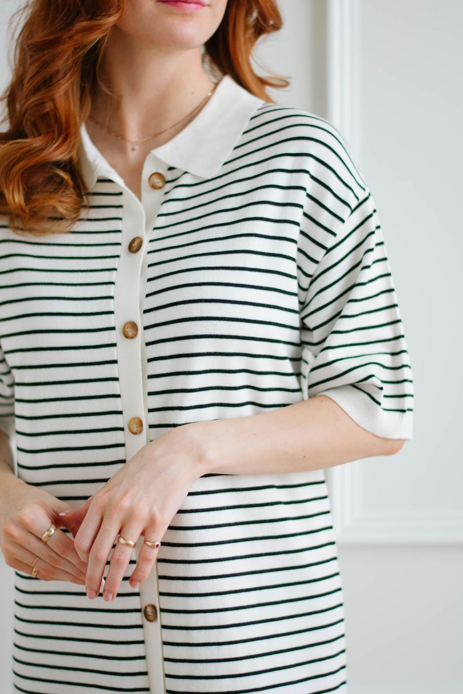 Dresses madaboutstyle | Collared Stripe Knit Dress