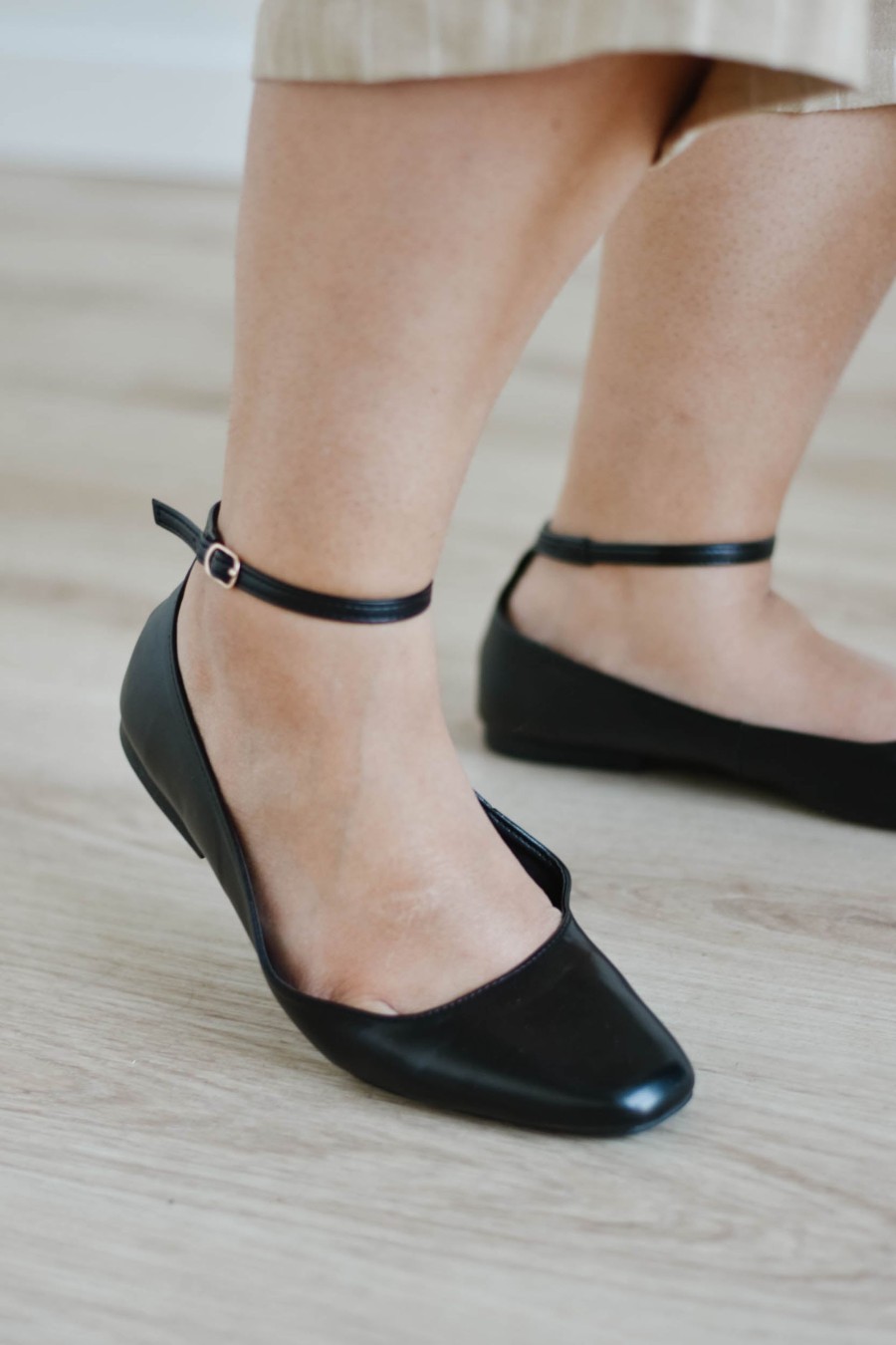 Footwear madaboutstyle | Ankle Strap Ballet Flat - Black