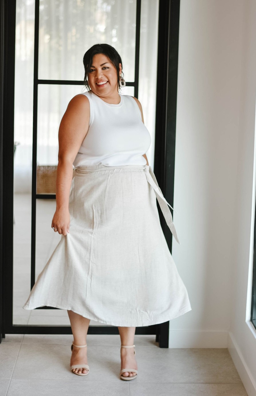 Bottoms madaboutstyle | Linen Wrap Midi Skirt | 1Xl-3Xl