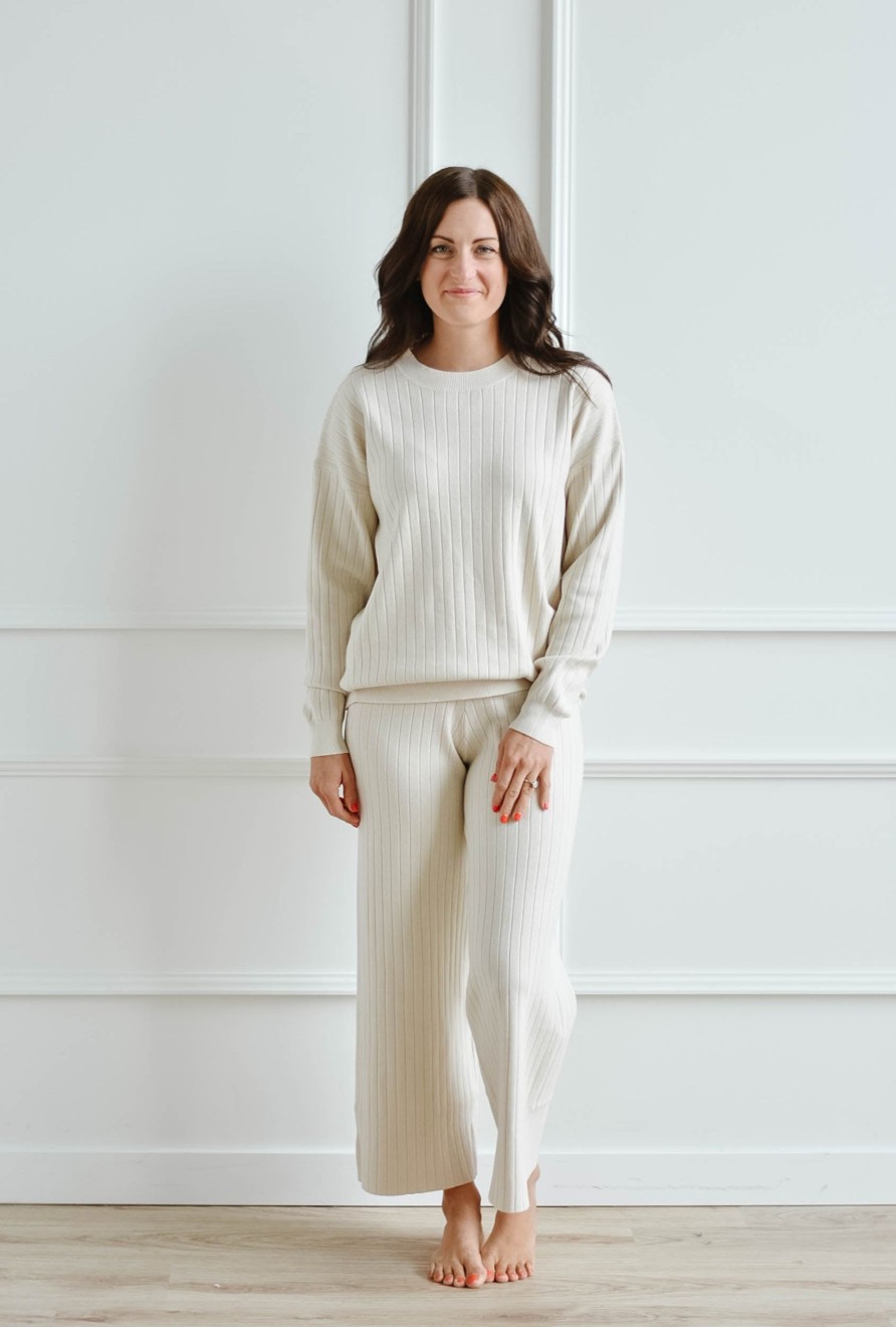 Bottoms madaboutstyle | Almond Ribbed Sweater Pant