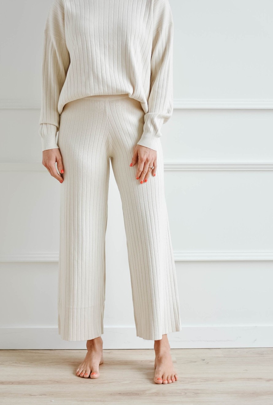 Bottoms madaboutstyle | Almond Ribbed Sweater Pant