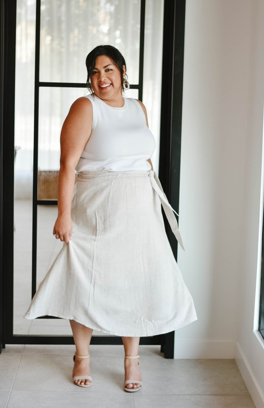 Curve madaboutstyle | Linen Wrap Midi Skirt | 1Xl-3Xl