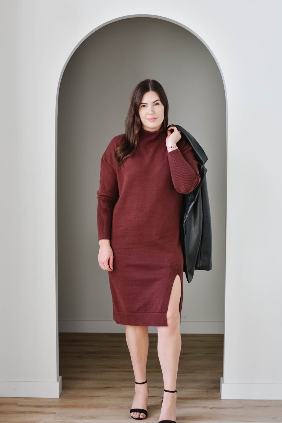 Curve Mad About Style | Tanya Sweater Dress- Fudge | Xs-Xxl