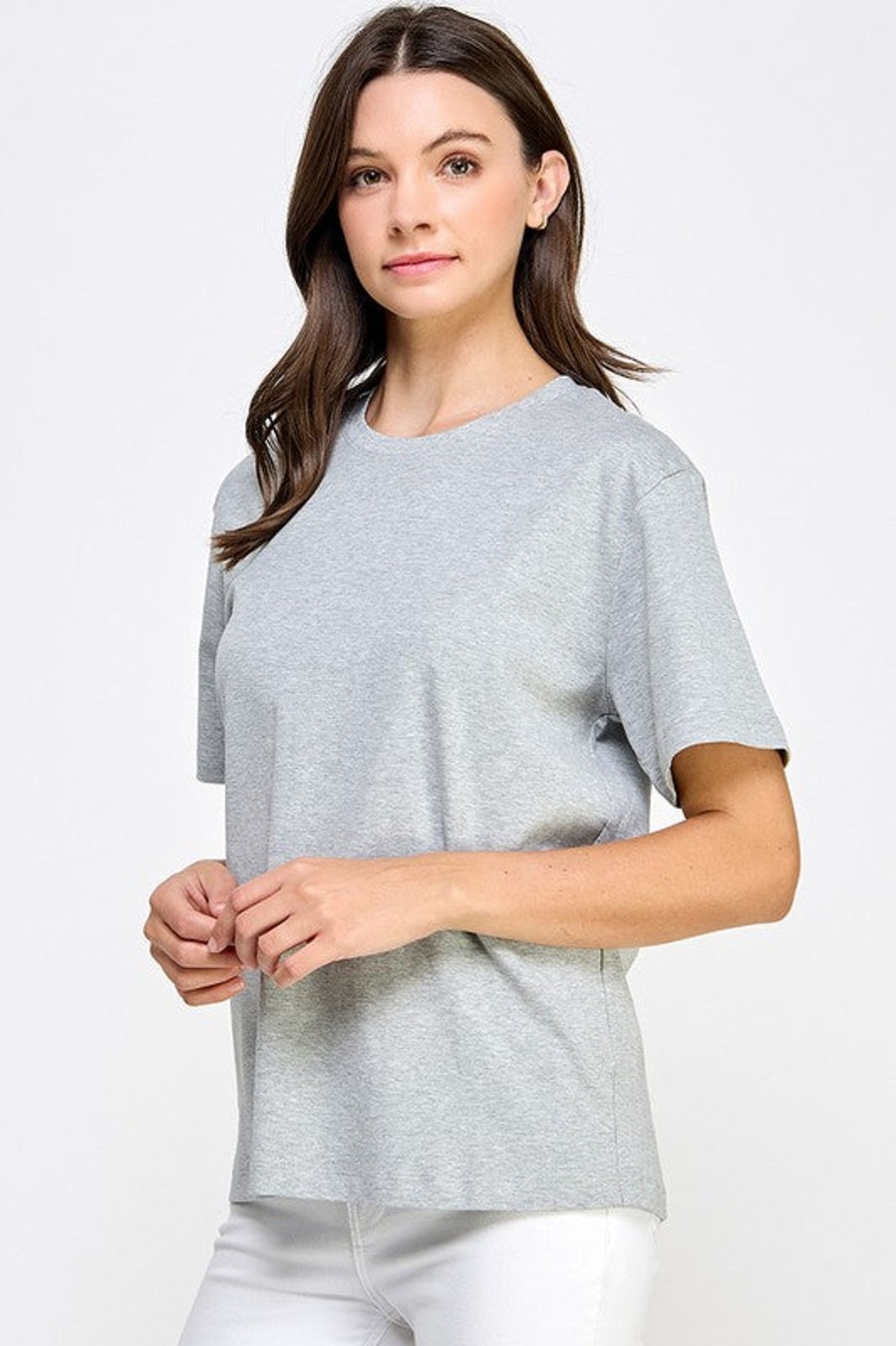 Tops madaboutstyle | Elevated Boxy Cotton Tee- Grey