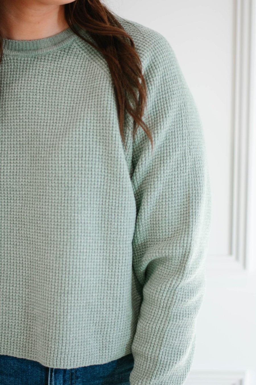 Tops madaboutstyle | Iceberg Green Waffle Knit