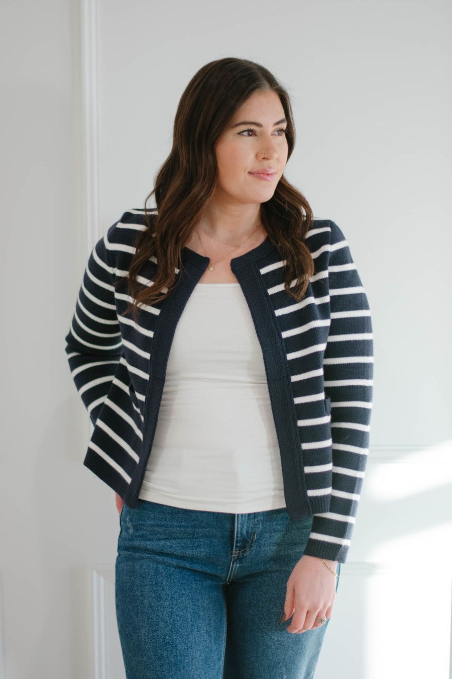 Tops madaboutstyle | Marin Navy Stripe Cardigan