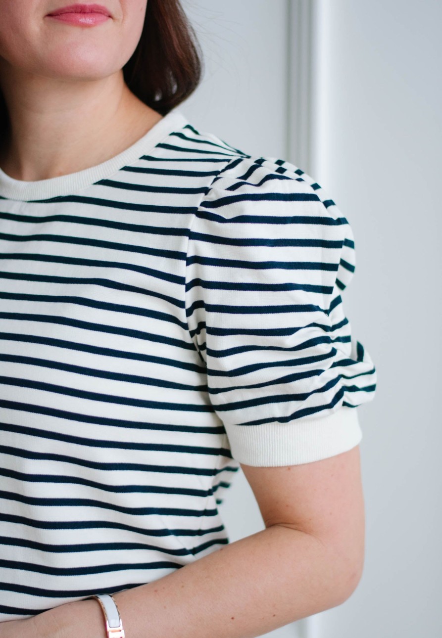 Tops madaboutstyle | Navy Stripe Knit Tee