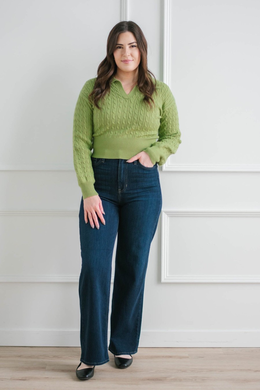 Tops madaboutstyle | Matcha Polo Knit Sweater