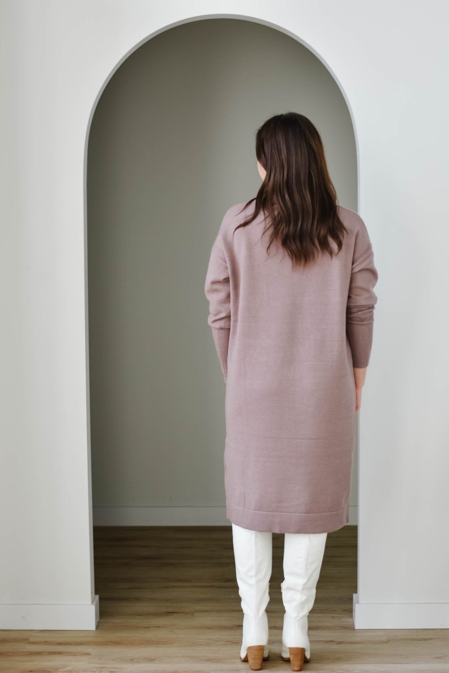 Curve Mad About Style | Tanya Sweater Dress-Taupe | Xs-Xxl