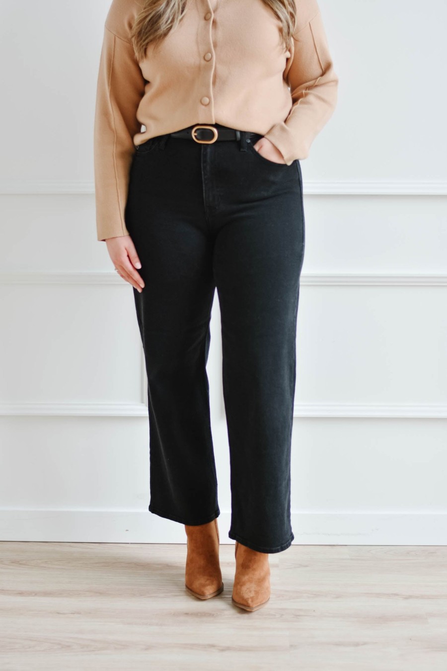 Bottoms madaboutstyle | Just Black Denim | Hr Full Length Straight - Washed Black